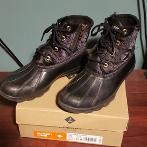 Sperry syren quilted black duckboots